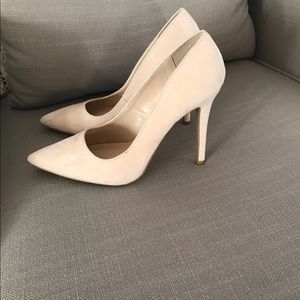 Nude suede heels